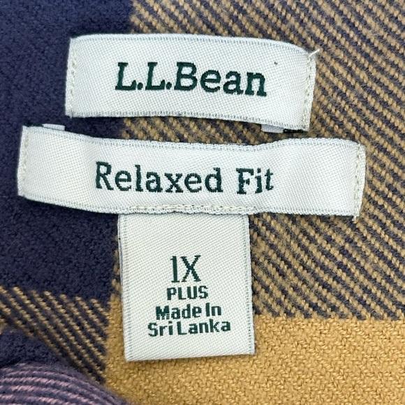 LL Bean Soft Brushed Plaid Flannel Pullover Hoodie 1X Relaxed Fit Pockets Comfy - Picture 7 of 15